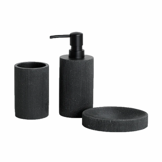 black handcrafted resin bathroom accessories eco-friendly wash set front view