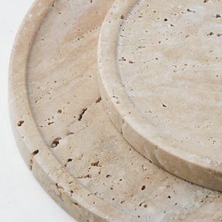 travertine stone plate earthworks handcrafted italia luxury minimalistic stone tray side view