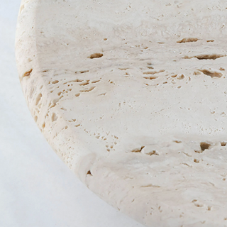 travertine stone tray earthworks luxury handcrafted three-leg artisan decor for home side view