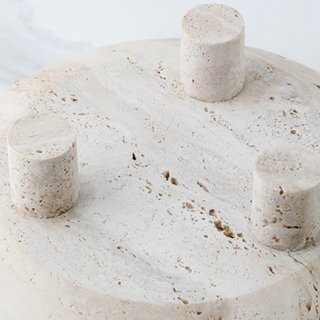 travertine stone tray earthworks luxury handcrafted three-leg artisan decor for home set view