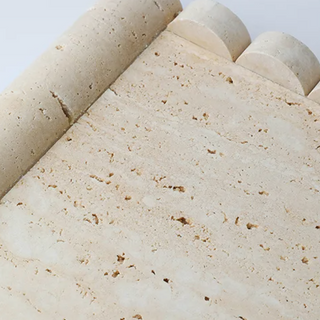 travertine stone tray earthworks luxury handcrafted italian artisan 31x25cm side view