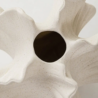 designer coral vase handcrafted porcelain ceramic beige modern minimalist decor detail