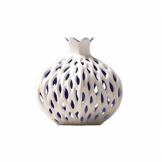 hollow ceramic vase modern minimalist handcrafted decorative flower holder front view