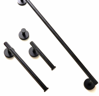 modern bathroom hardware concept black metal copper bath accessories front view
