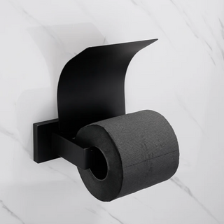 covered toilet roll holder black stainless steel bathroom hardware wall mount close-up