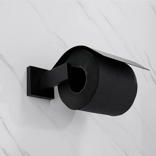 covered toilet roll holder black stainless steel bathroom hardware wall mount side view