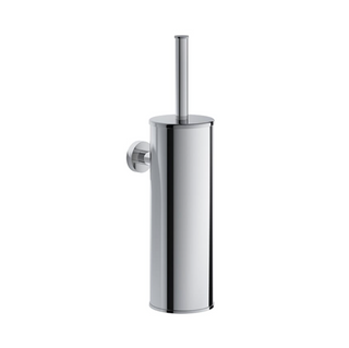 wall mounted brushed metal stainless steel toilet brush bathroom front view