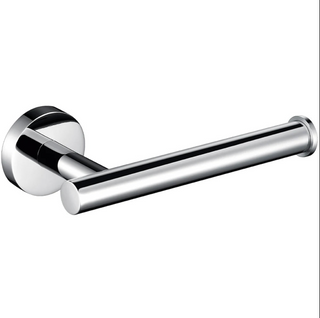 silver brushed polished stainless steel toilet paper holder bathroom hardware detail
