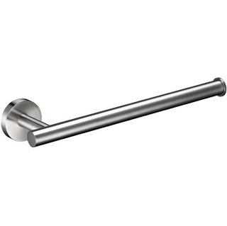 silver brushed polished stainless steel modern bathroom towel rack hardware side view