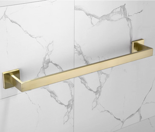 gold towel hanger brushed gold hardware stainless steel bathroom wall mount rack close-up