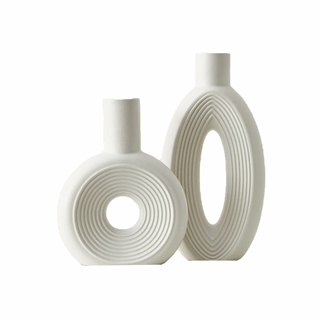 minimalist oval vase ceramic porcelain set scandi luxury home decor front view