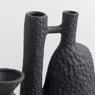 ceramic vase handcrafted italian artisan charcoal black modern minimalist design set view