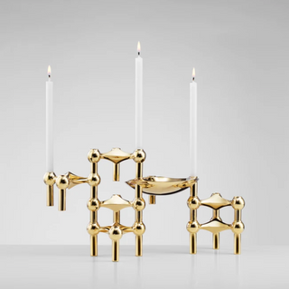 metal candlestick holder scandinavian modular candle stand molecular structure side view
