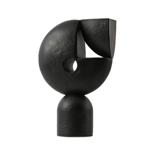 cosmic sculpture black minimalist resin art triangular cutout design front view
