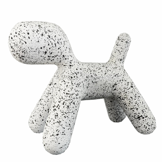 abstract dog sculpture handcrafted resin puppy art piece modern decorative figurine front view