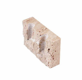 marble candlestick holder handcrafted travertine stone candle stand organic design front view