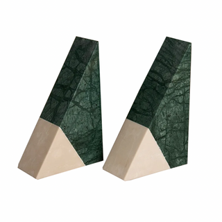 natural marble bookends handcrafted indian green stone decor travertine accents front view