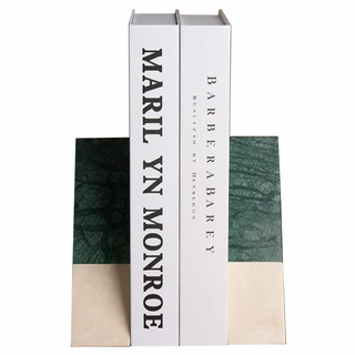 natural marble bookends handcrafted indian green stone decor travertine accents side view