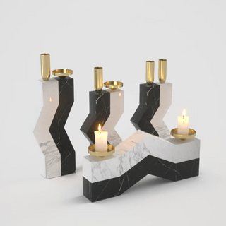 marble candle holder volakos marquina luxury gold plated contemporary decor close-up