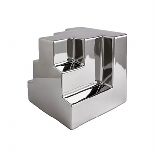 geometric bookend ceramic enamel cube nordic silver bookshelf accessory front view