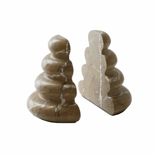 indian marble bookends handcrafted luxury wavy natural stone set front view