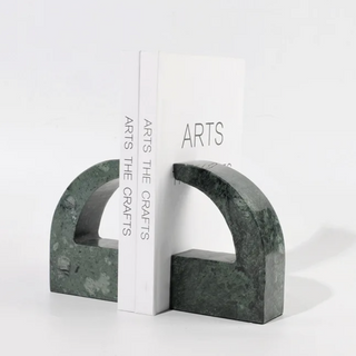 marble bookend set abstract green stone decorative bookends handcrafted luxury close-up