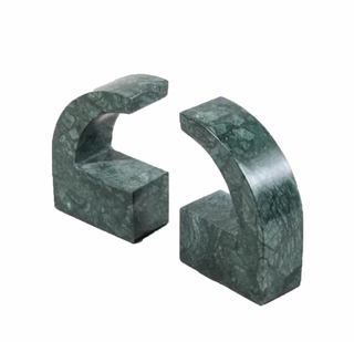marble bookend set abstract green stone decorative bookends handcrafted luxury front view