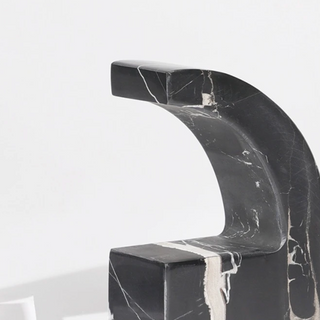 marble bookend set abstract comma design handcrafted luxury stone decor side view