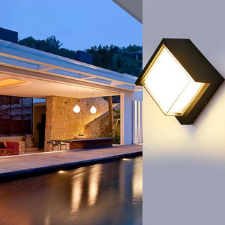 Square aluminum wall sconce with LED — IP65 waterproof outdoor light