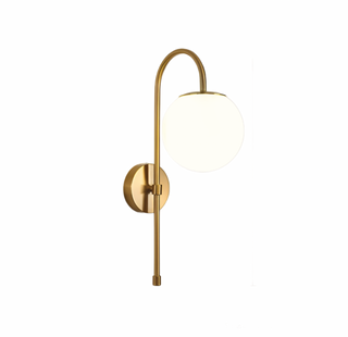 SCÄNDI brass wall light E27 socket — Scandinavian frosted glass sconce