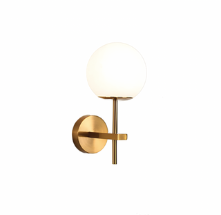 SCÄNDI brass wall light with frosted glass shade — Scandinavian sconce