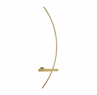 Gold LED wall light detail — modern curved aluminum interior fixture