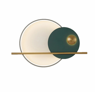 Sensu Della green aluminum circular wall lamp — modern LED sconce