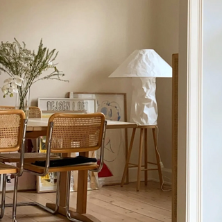 Handcrafted Japanese paper lamp front — metal frame LED