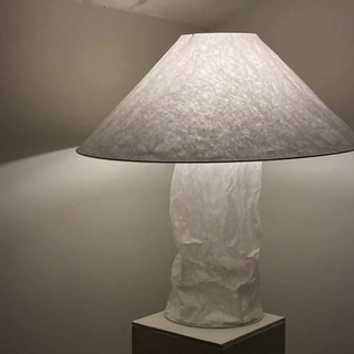 Japanese paper lamp side — handcrafted metal LED warm
