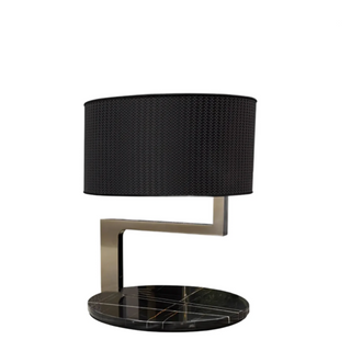 Elder handcrafted marble table lamp — fabric shade dimmable LED