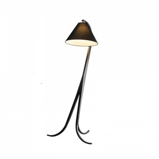 GEORGINA walnut wood floor lamp – cotton linen shade warm glow