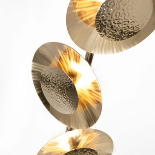 ECLIPSE brass floor lamp close-up – handmade dimmable plate detail