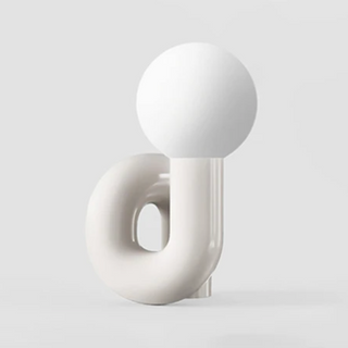 White resin table lamp front — frosted glass shade G9 design