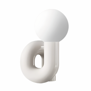 Modern white resin table lamp with frosted glass shade — G9 bulb