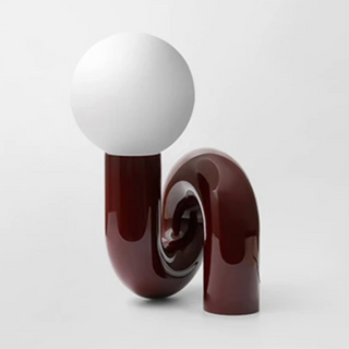 Modern burgundy resin table lamp — frosted glass shade LED
