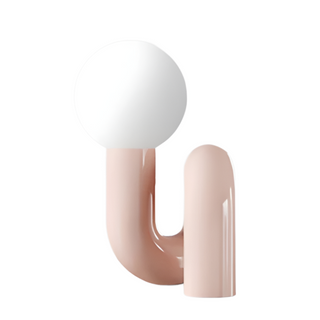 Pink resin desk lamp front — frosted glass LED modern design