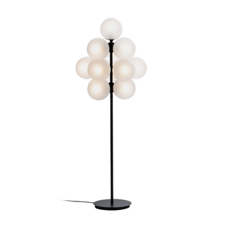 GRAPE transparent metal floor lamp room view – handcrafted glass