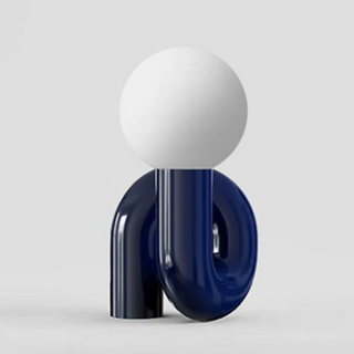 Modern blue resin table lamp — frosted glass shade LED