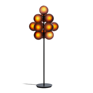GRAPE aubergine floor lamp room view – handcrafted glass metal