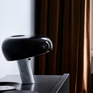 Snoopy lamp side — Italian marble base black LED warm glow
