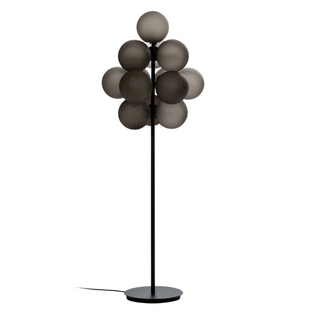 GRAPE smoky grey floor lamp front – handblown glass metal design