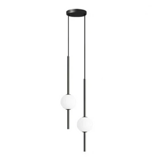 Modern Scandinavian pendant light in black glass with white diffuser shade