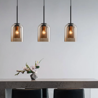 Rust pendant light with adjustable cord — vintage-inspired ceiling lamp