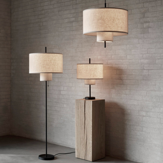 MARGIN beige floor lamp side – modern fabric shade soft